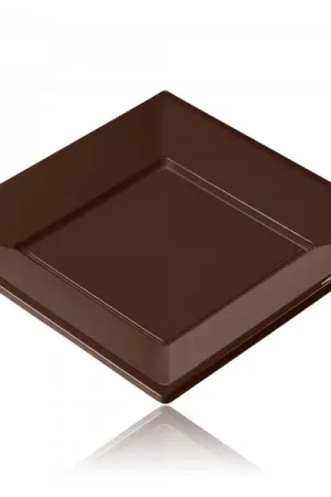 Bon Marché Assiette carrée plastique Chocolat Réutilisable 23cm x12