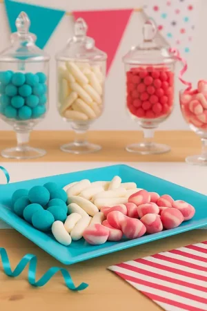 Assiette carrée plastique Turquoise réutilisable 23cm x12 Promotion