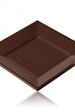 Prix Cassé Assiette carrée plastique Chocolat réutilisable 18 cm x 12 pièces