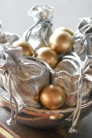 Bourse à dragées Métallisé Argent x 5 pièces Offre Du Jour