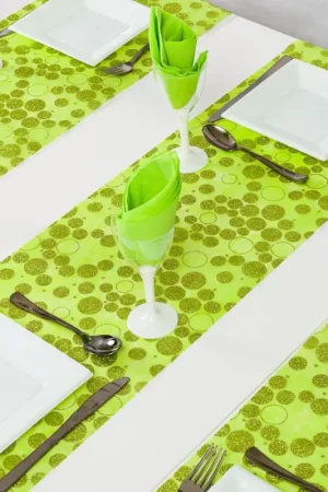 Chemin de table pois paillette Vert Meilleur Prix