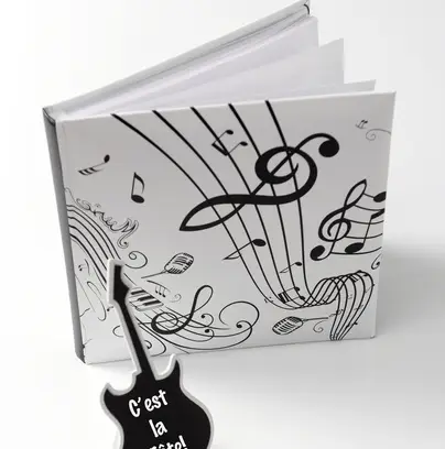 Livre d'or mariage Musique Blanc Expédition Rapide