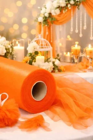 Nouveauté Rouleau de tulle souple 150cm x 25m Orange