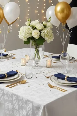 Achetez Aujourd'hui Nappe en papier damassé blanc 50 mètres x 1.18 m