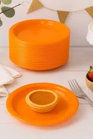 Assiette plastique ronde Orange 17cm x 20 pièces Populaire