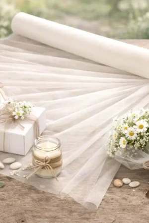 Rouleau de tulle souple Ecru 25m x 70cm Quantité Limitée