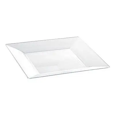 Assiette carrée plastique Transparente Réutilisable 23cm x12 Offre Du Jour