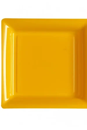 Achat Immédiat Assiette carrée plastique orange Mandarine réutilisable 18cm x 12 pièces