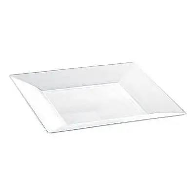 Jusqu'à Épuisement Des Stocks Assiette plastique carrée Transparente réutilisable 18 cm x 8 pièces