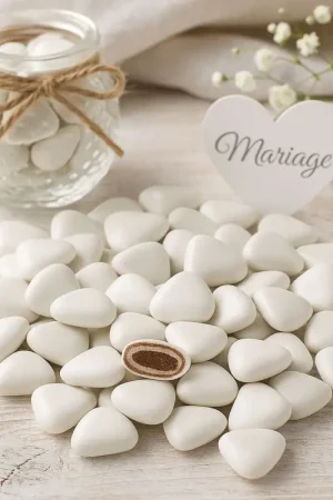 Top Vente Dragées Coeur Chocolat Blanc 500 gr