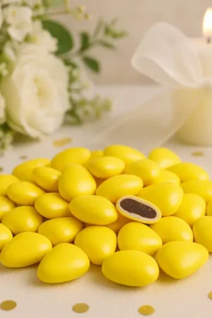 Authentique Dragées Coeur Chocolat Jaune 500 gr