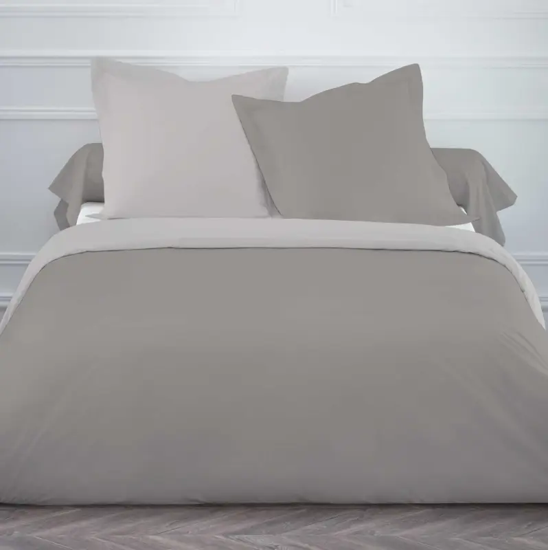 Housse de couette 220x240 cm bicolore Beige Gris Must-Have