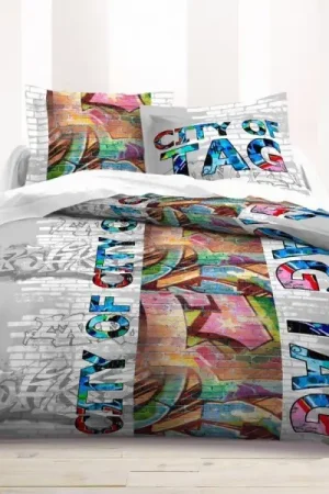 Pas Cher Housse de couette 220x240 cm polycoton City of tag