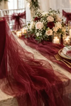 Vente Flash Rouleau de tulle Bordeaux 50cm x 9mètres
