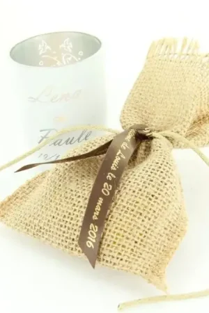 5 Sacs Jutes avec Ruban Produit De Marque