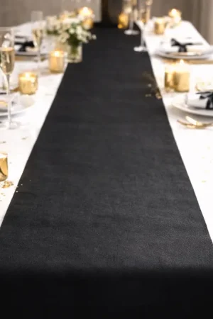 Marque Chemin de table pas cher en tissu intissé Noir 30cm x 10m