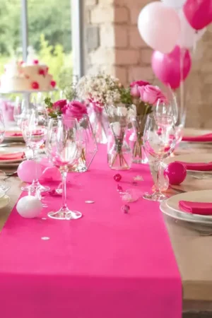 Meilleur Prix Chemin de table pas cher en tissu intissé Fuchsia 30cm x 10m