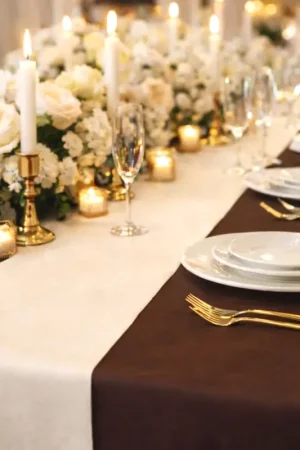 Chemin de table en tissu intissé Ecru 30cm x 10m Haute Qualité