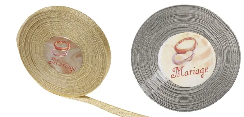 Ruban mariage Lame Brillant 25M x10 mm Commande En Gros