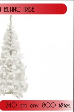 Sapin artificiel blanc irisé 240cm 800 têtes Super Prix