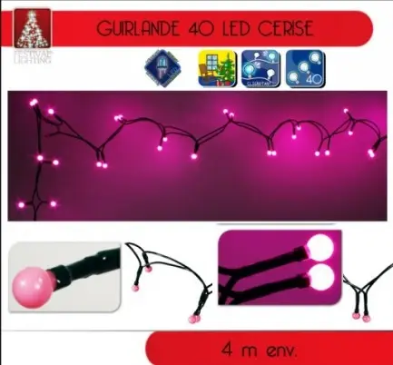 Guirlande éléctrique noel 40 LED cerise fuschia Nouvelle Collection