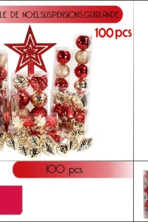 Meilleur Choix Boules de noel rouge et or x100