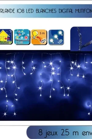 Guirlande lumineuse stalactite Extérieur 108 LED Blanc Dernier Modèle