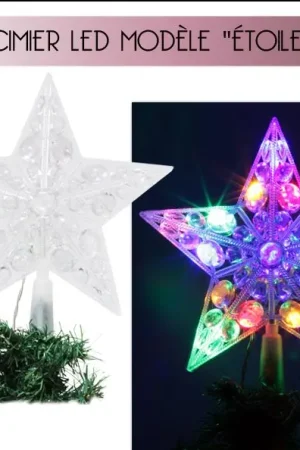 Cimier de sapin lumineux forme Etoile 20 LED Multicolores Meilleure Vente