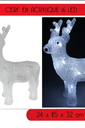 Achetez Aujourd'hui Cerf lumineux de Noel acrylique 16 LED Blanches