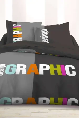 Jusqu'à Épuisement Des Stocks Housse de Couette 220x240cm 100% Coton Graphic