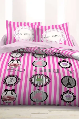 Dernier Modèle Housse de Couette 220x240cm 100% Coton So Girly