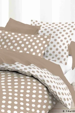 Housse de couette à pois Mastic 240x260cm 100% coton Réduction