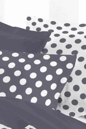 Dernière Chance Taie d'oreiller volant à pois Gris 75x75cm 100% coton
