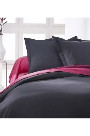 Achat Immédiat Housse de couette 140x200cm Gris foncé 100% coton