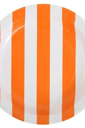 Promotion Assiette jetable Orange à rayures 23cm x10