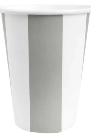 Prix Réduit Gobelet carton rayé Argent X10