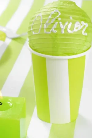 Nouveauté Gobelet carton rayé Vert anis X10