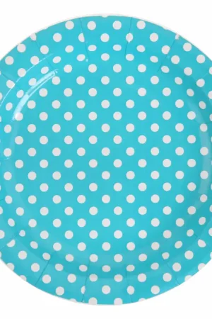 Solde Assiette jetable à pois Turquoise 18cm X10 pièces
