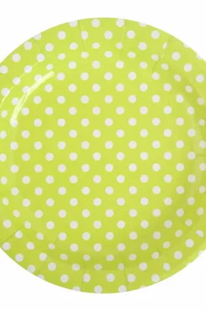 Assiette jetable à pois Vert anis 18cm X10 pièces Promotion Saisonnière