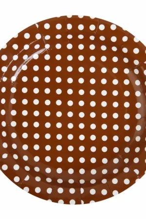 Acheter En Ligne Assiette jetable à pois Chocolat 18cm X10 pièces