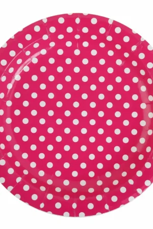 Vente Flash Assiette jetable à pois Fuchsia 18cm X10 pièces
