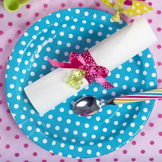 Remise Assiette jetable à pois Turquoise 23cm X10