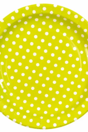 Assiette jetable à pois Vert anis 23cm X10 Nouvel Arrivage