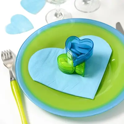 Serviette en papier coeur TurquoiseX20 Meilleur Prix
