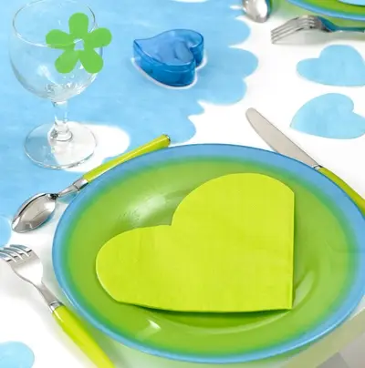 Serviette en papier coeur Vert anis X20 Soldes