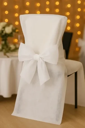 Commander Vite Housse de chaise mariage Blanche avec noeud X10
