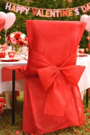 Commander Maintenant Housse de chaise mariage Rouge avec noeud X10