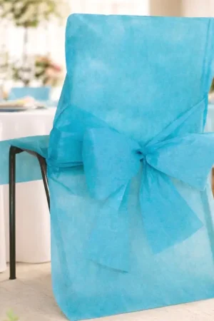 Bon Marché Housse de chaise mariage Turquoise avec noeud X10