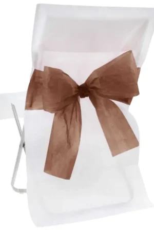 Housse de chaise blanche avec noeud Chocolat X10 Meilleure Vente