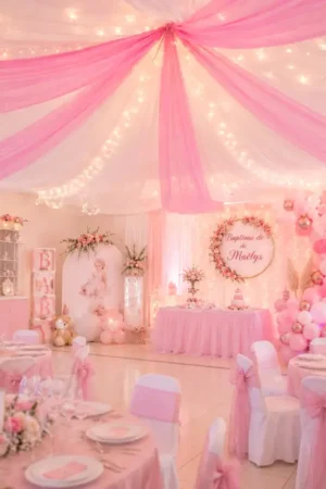 Marque Tenture mariage rose 12 mètres